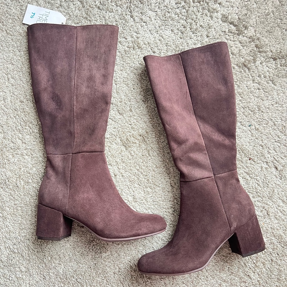 Time and Tru Suede Heeled Boots - Mauve